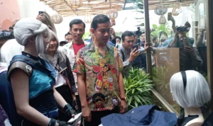 Capres no urut 02 Gibran Rakabuming Raka saat menghadiri acara komunitas Cosplay di Cibinong, Kabupaten Bogor, Rabu (31/1).