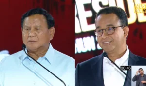 Salah satu sesi debat Capres dimana Anies Baswedan diinterupsi oleh Prabowo.