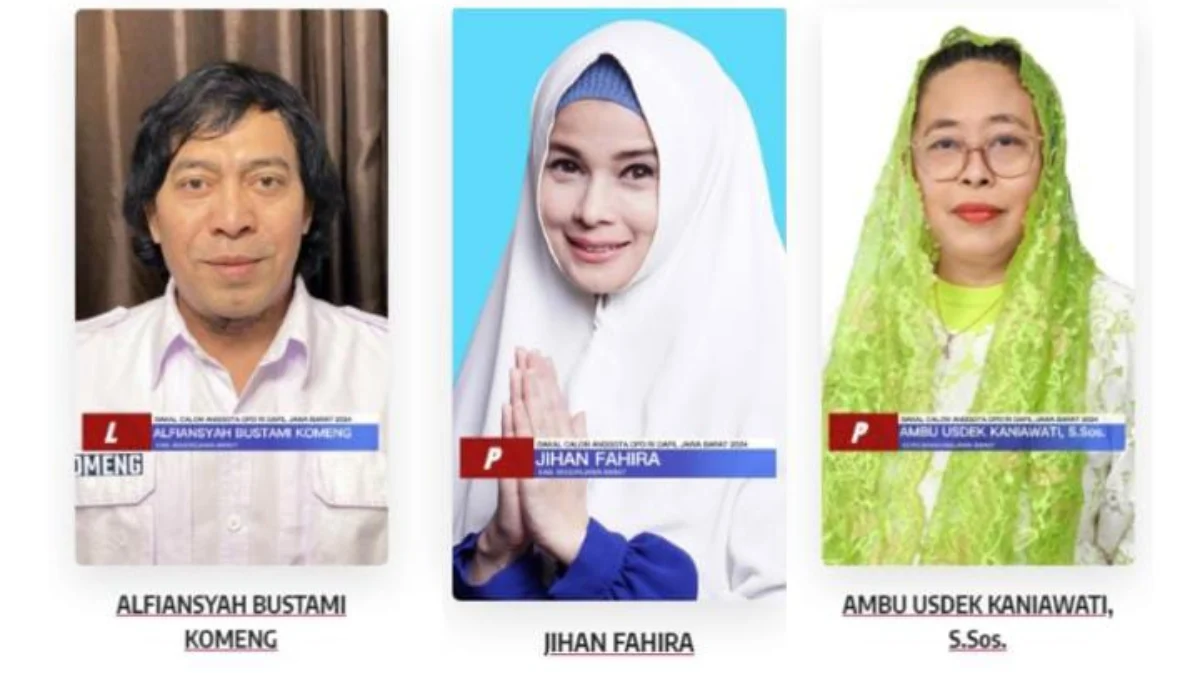Komeng dan Jihan Fahira menjadi salah satu calon anggota DPD RI dari Jawa Barat pada Pemilu 2024.