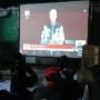 Suasana meriah nonton bareng debat pamungkas calon presiden di Sekretariat TPD Ganjar Pranowo-Mahfud MD Jalan Pelajar Pejuang 45, Kota Bandung, Minggu 4 Februari 2024 malam.