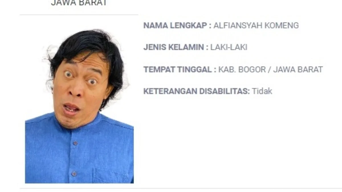 Foto yang dipakai Komeng dalam surat suara DPD RI wilayah Jabar.