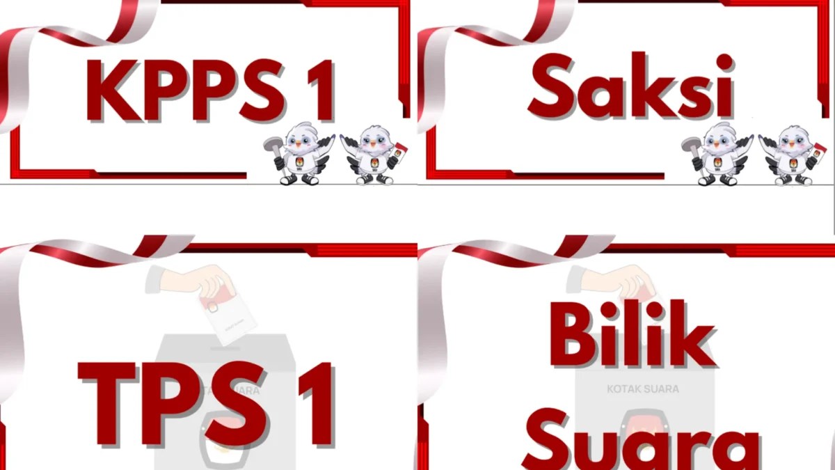 Tulisan di Meja TPS Pemilu, KPPS 1-7, Saksi, Nomor TPS hingga Bilik Suara/ Kolase JabarEkspres.com