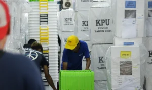 ustrasi Gudang Logistik Pemilu 2024 di Kota Bandung. (Pandu Muslim/Jabar Ekspres)