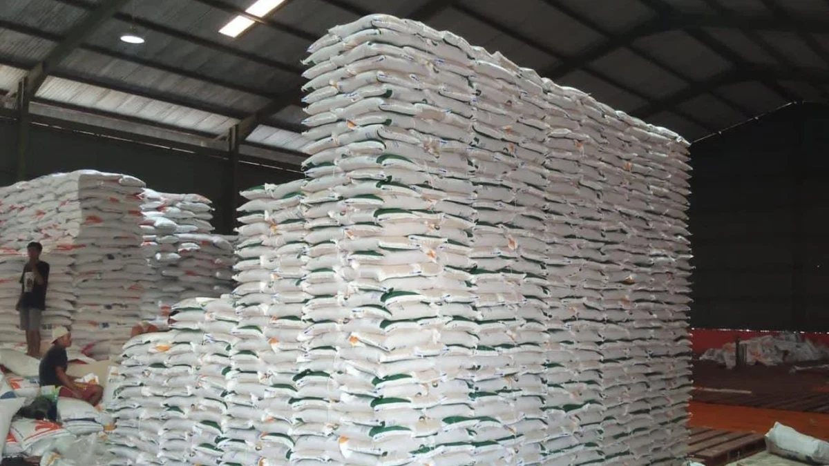 Stok beras di Gudang Bulog Dramaga Bogor.