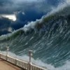 Ilustrasi: Tsunami akibat gempa megathrust yang melanda Jakarta.
