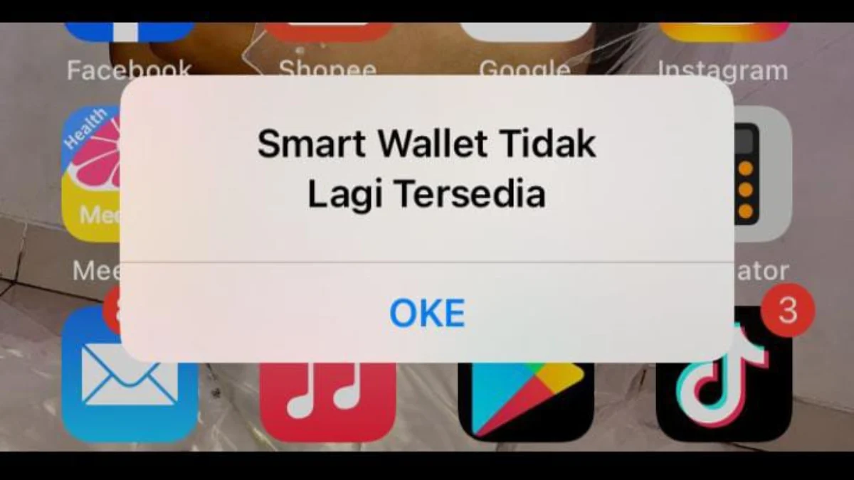 Notifikasi yang muncul setelah aplikasi penghasil uang Smart Wallet tak bisa diakses.