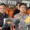 Polres Bogor saat melakukan konferensi pers terkait kasus narkoba selama Januari-Maret 2024 di Mako Polres Bogor, Selasa (26/3).