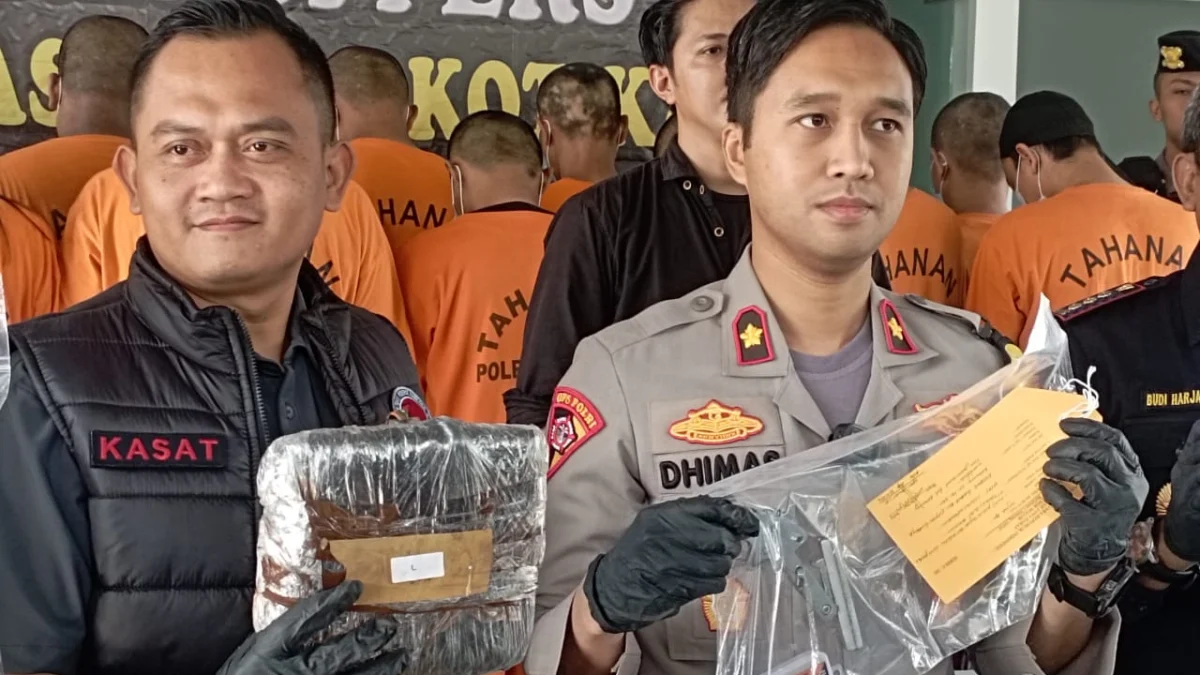 Polres Bogor saat melakukan konferensi pers terkait kasus narkoba selama Januari-Maret 2024 di Mako Polres Bogor, Selasa (26/3).