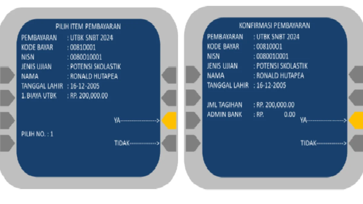 Cara Bayar UTBK SNBT 2024 di ATM/ Dok. SNPMB