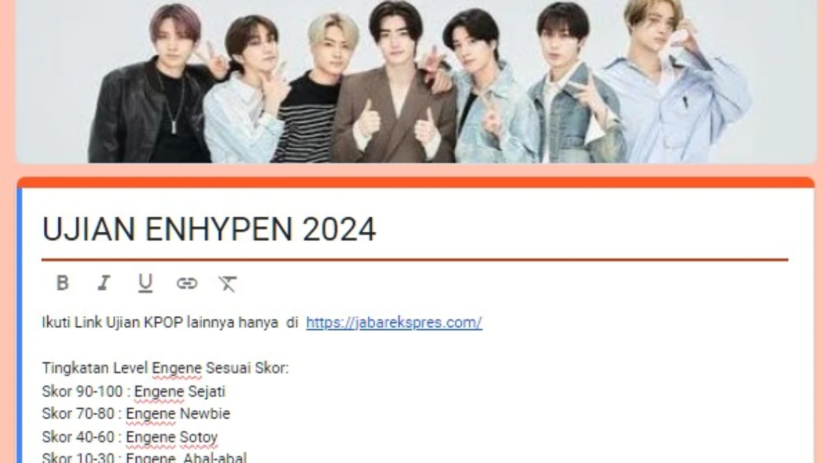 Link tes ujian ENHYPEN 2024 yang Terbaru
