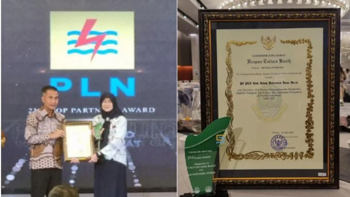 Membanggakan, PLN UID Jabar Raih Penghargaan Top Partners Award Di Forum CSR Pemprov Jabar Penyerahan penghargaan dari Pj Gubernur Jabar Bey Machmudin kepada perwakilan PLN di Forum SCR Pemprov Jabar, Senin (22/4). (ist)
