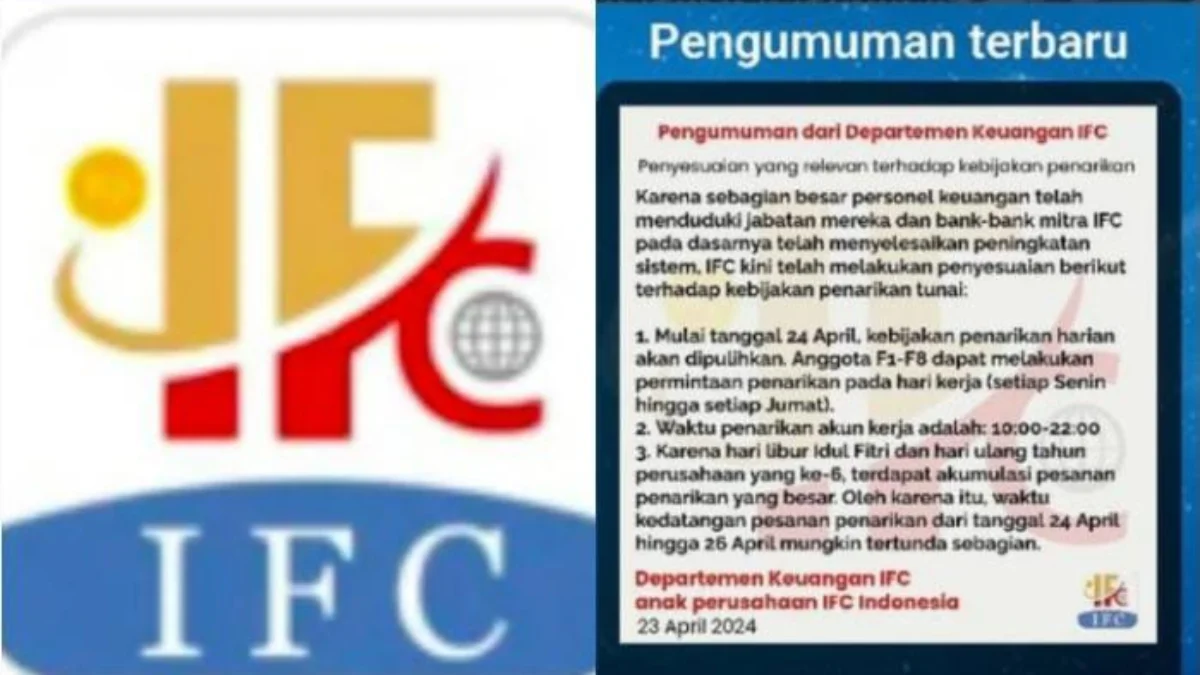 Aplikasi penghasil uang IFC yang diduga Scam pada hari ini.