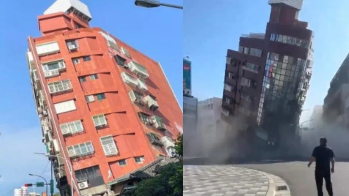 dampak dari gempa Taiwan yang diabadikan warganet (Media sosial X @huberton)