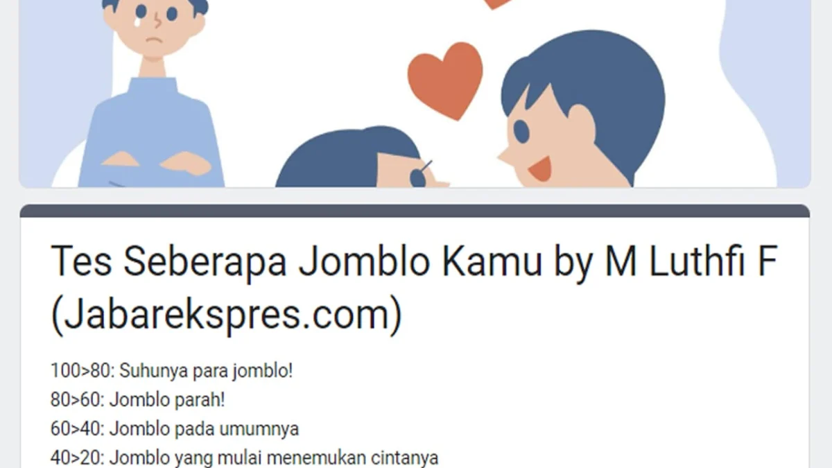 Link Tes Ujian Jomblo Terbaru 2024, Seberapa Jomblo Kamu?