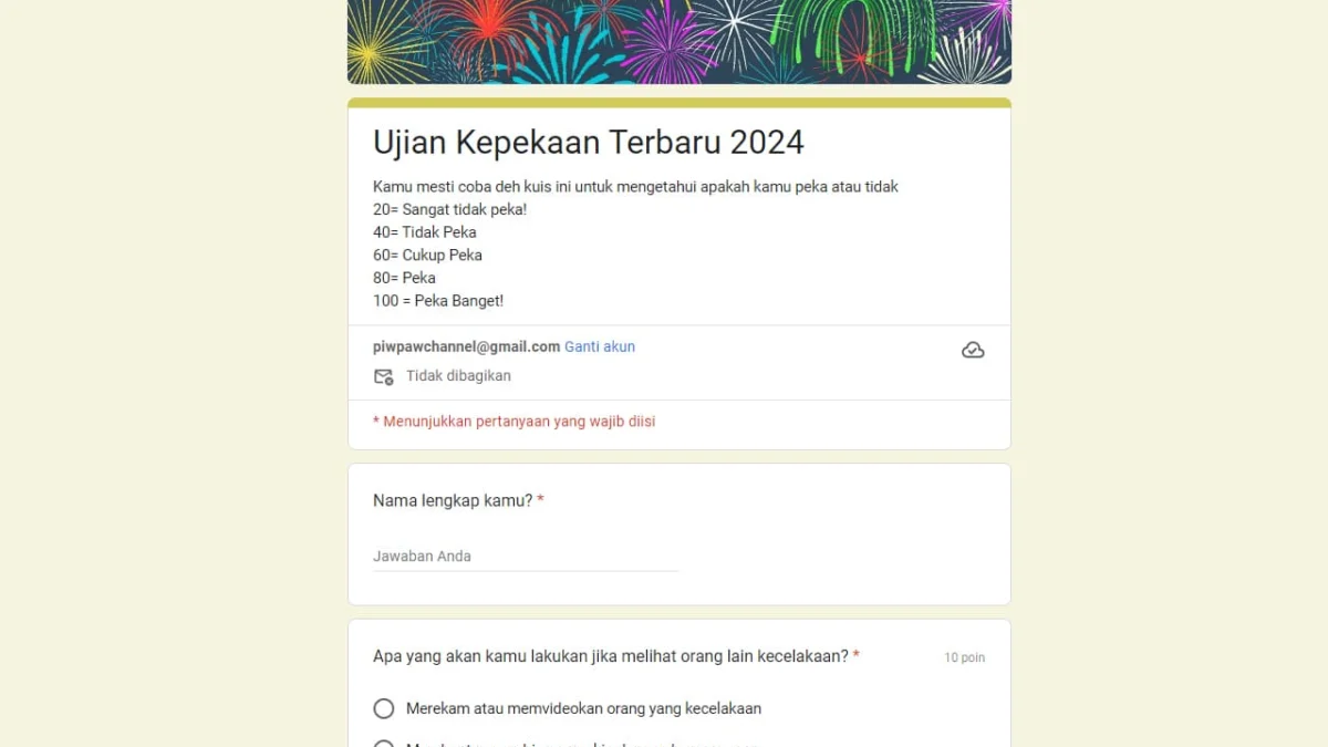 Link Tes Ujian Kepekaan Google Form 2024 Gratis dan Terbaru!