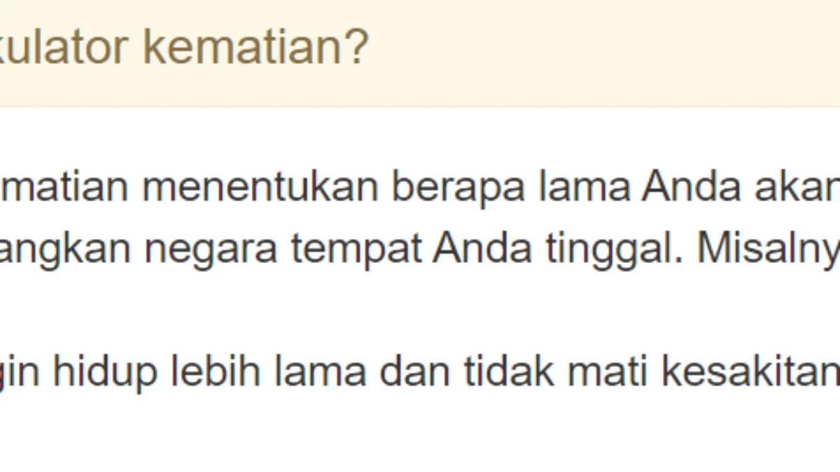 Tes Kalkulator Kematian, Ungkap Rahasia Umur Panjang atau Jalan Menuju Kesedihan?