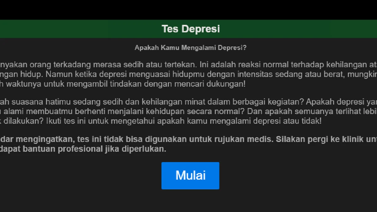 Penasaran Seberapa Depresi Kamu? Coba Link Tes Depresi Ini! Penasaran Seberapa Depresi Kamu? Coba Link Tes Depresi Ini!