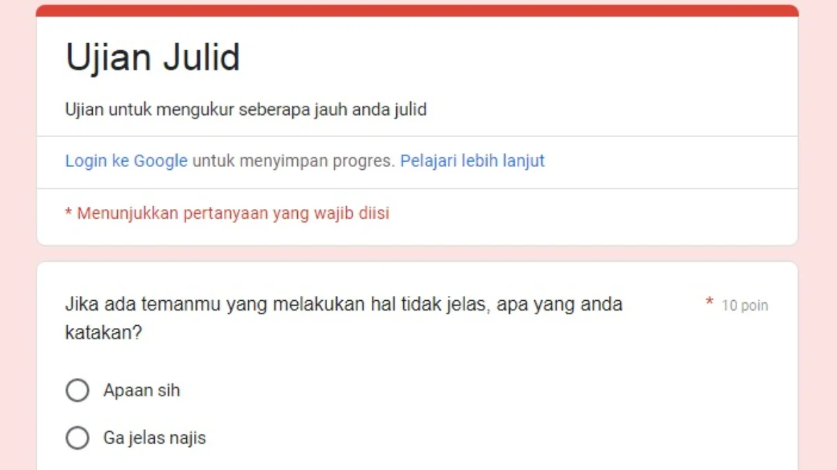 Cek Seberapa Julid Kamu dengan Link Tes Via Google Form - DI SINI!