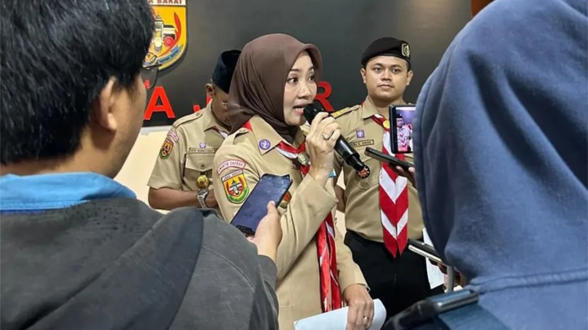 Konfersi perss ketua Kwarda Jawa Barat Atalia Praratya (instagram: dkd_jawabarat)
