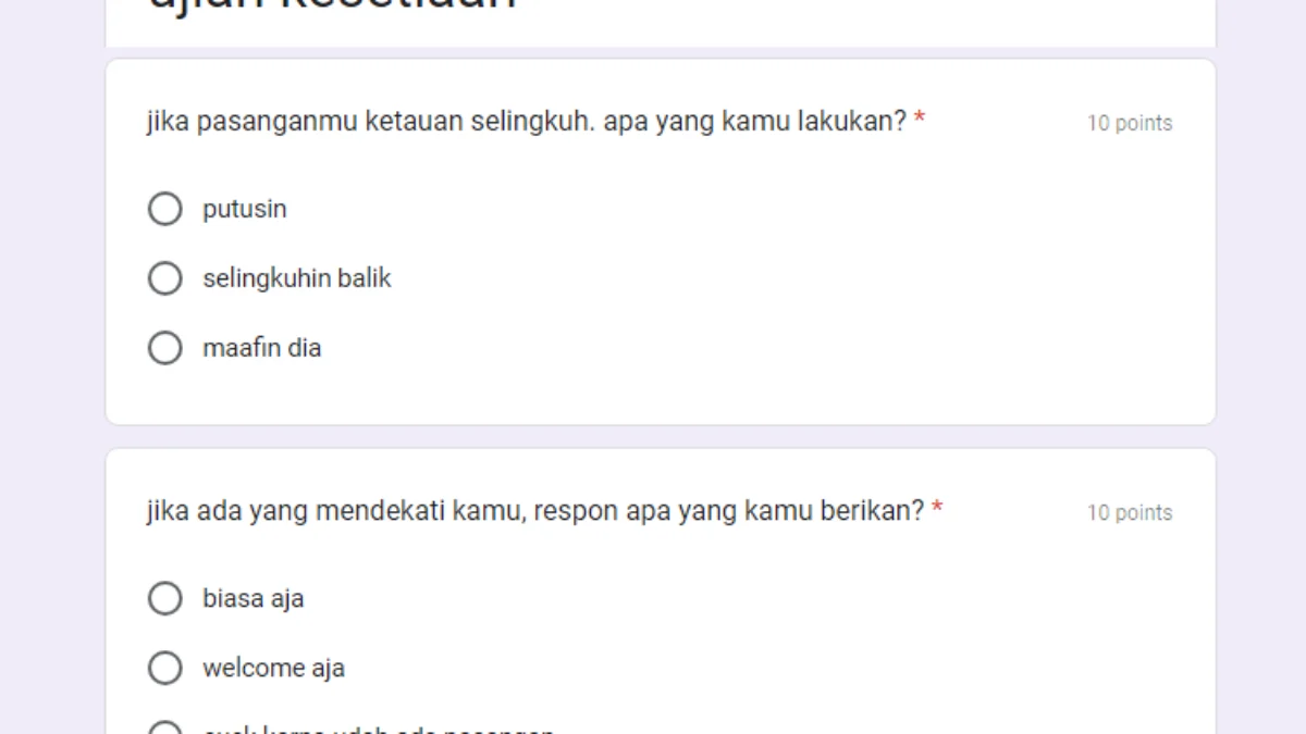 Ini Link Ujian Kesetiaan 2024 via Google Form DISINI Gratis