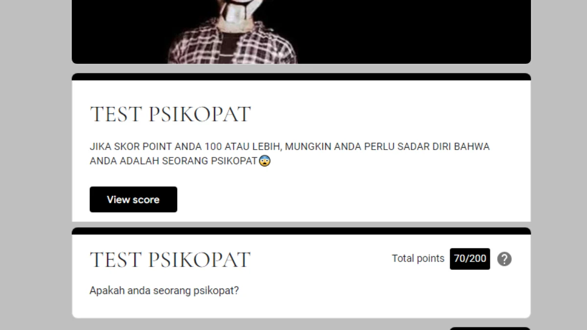 Link Tes Psikopat Google Form Terbaru Disini Gratis Tes Seberapa Psikopat Kamu
