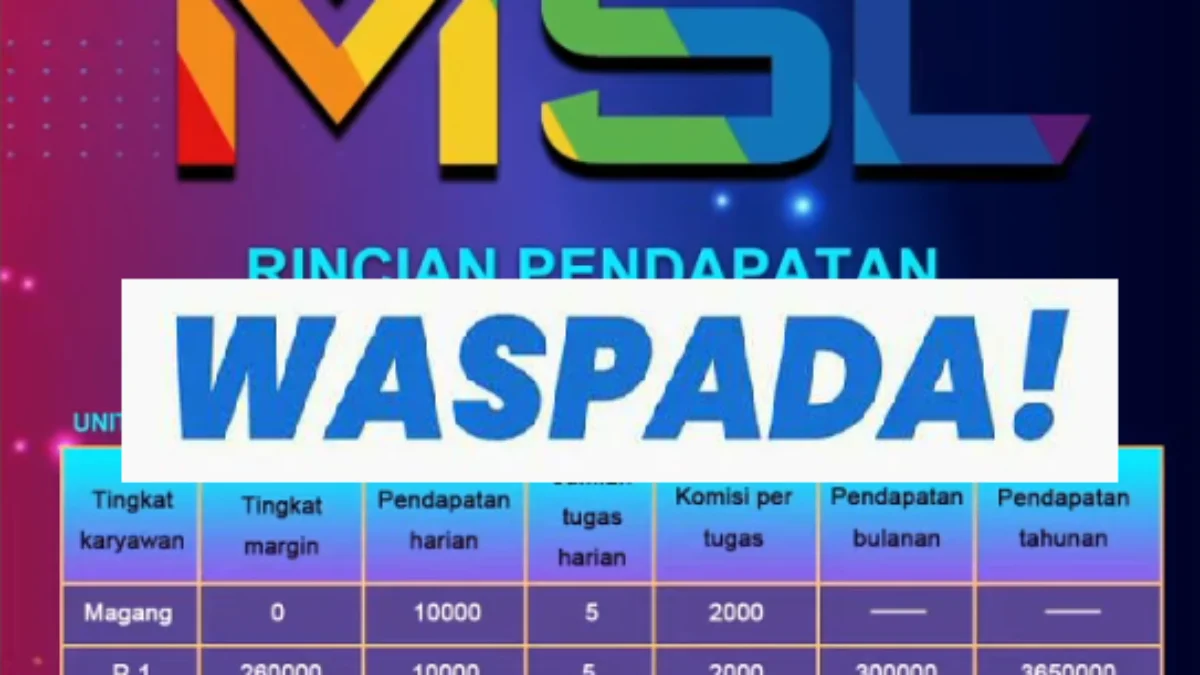 Ini Dia Ciri-ciri Bukti Bahwa Aplikasi MSL Akan Scam Bulan Ini! Segera Lakukan Penarikan Ini Dia Ciri-ciri Bukti Bahwa Aplikasi MSL Akan Scam Bulan Ini