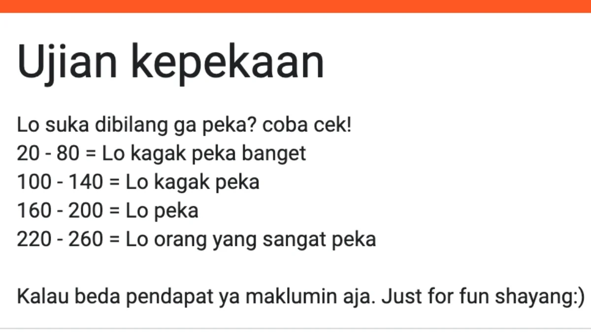 Link Tes Kepekaan Google Form, Apakah Kamu Tau Mengapa Doi Kirim Chat Singkat?