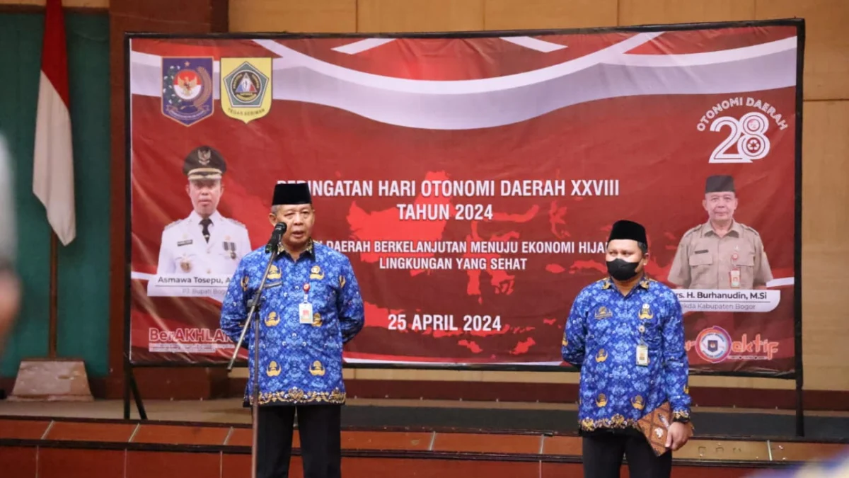 Peringati Hari Otda ke-XXVIII, Pemkab Bogor Gaungkan Program Ekonomi Hijau Sekretaris Daerah kabupaten Bogor Burhanuddin saat memberikan sambutan. Foto : Sandika Fadilah/Jabarekspres.com