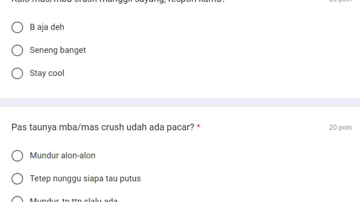 Link Tes Ujian Jomblo 2024/ Google Form