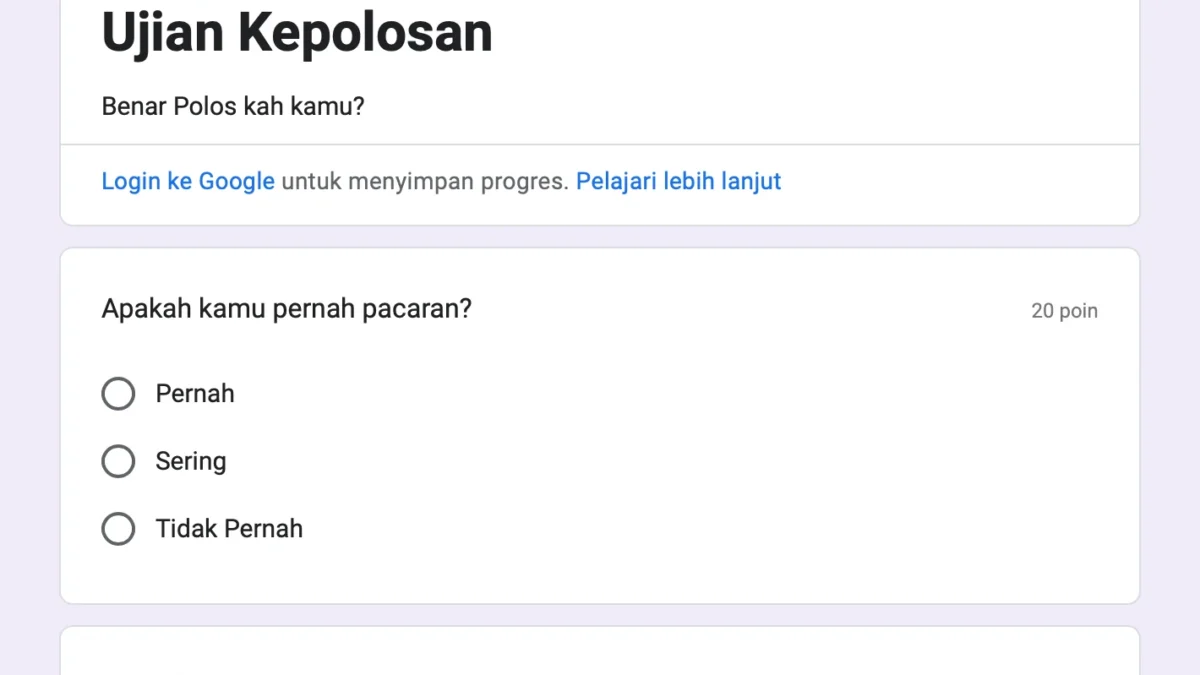 Ikutan SERU! LINK Tes Ujian Kepolosan Google Form, Sepolos Itukah Kamu?