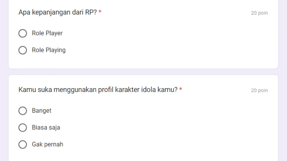 Link Tes Ujian Anak RP Gratis Google Form, Seberapa Role Playing Kamu?