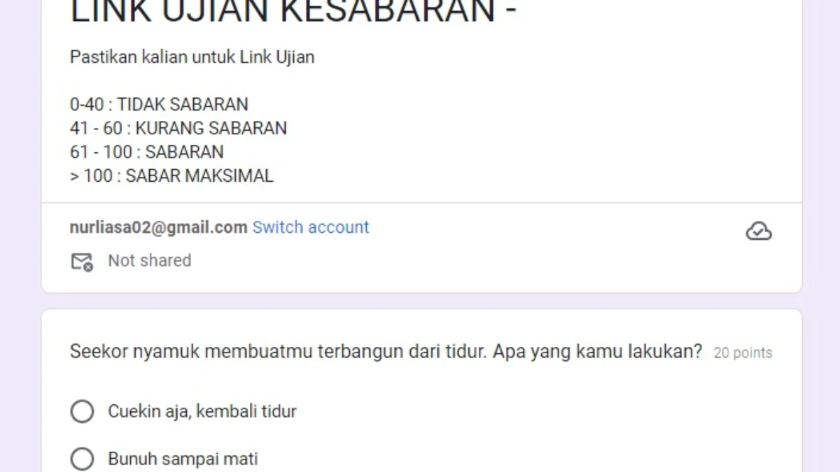 Link Tes Kesabaran Google Form DISINI Gratis, Uji Seberapa Sabar Kamu?