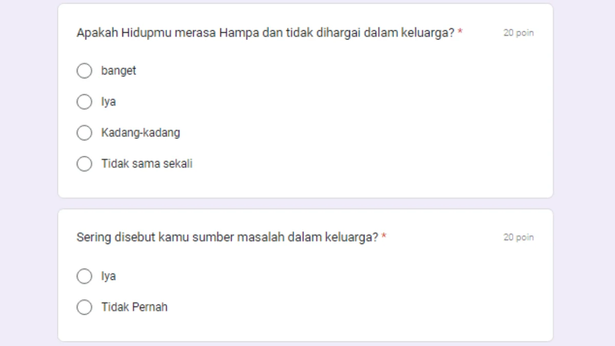 Link Tes BEBAN KELUARGA Docs Google Form Terbaru Gratis, Seberapa Besar Beban Lo Dikeluarga