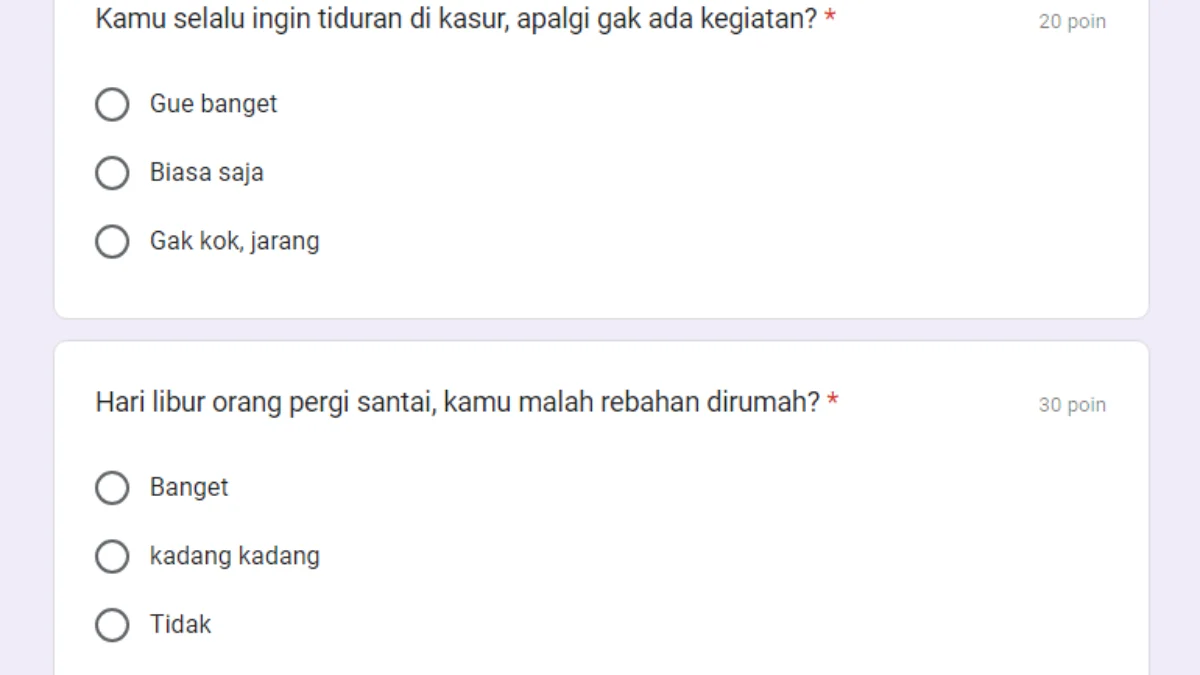 Link Tes Seberapa Santuy Hidup Lu Docs Google Form Gratis DISINI
