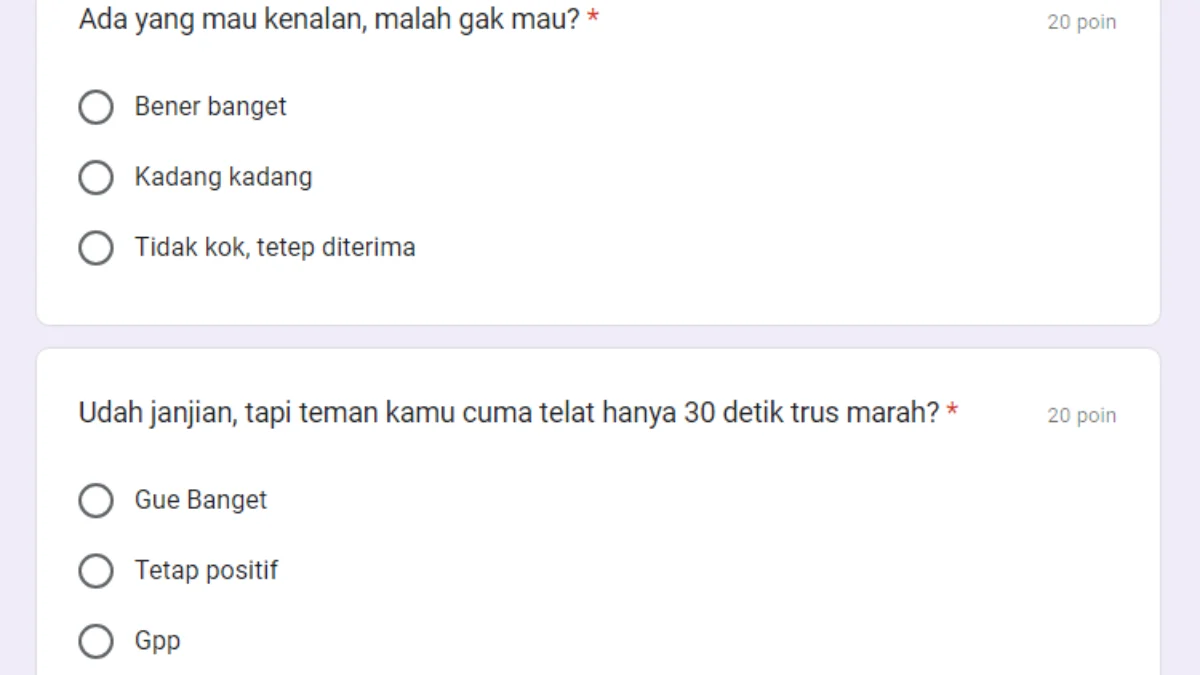Link Tes Ujian Seberapa Judes Kamu Docs Google Form Gratis DISINI