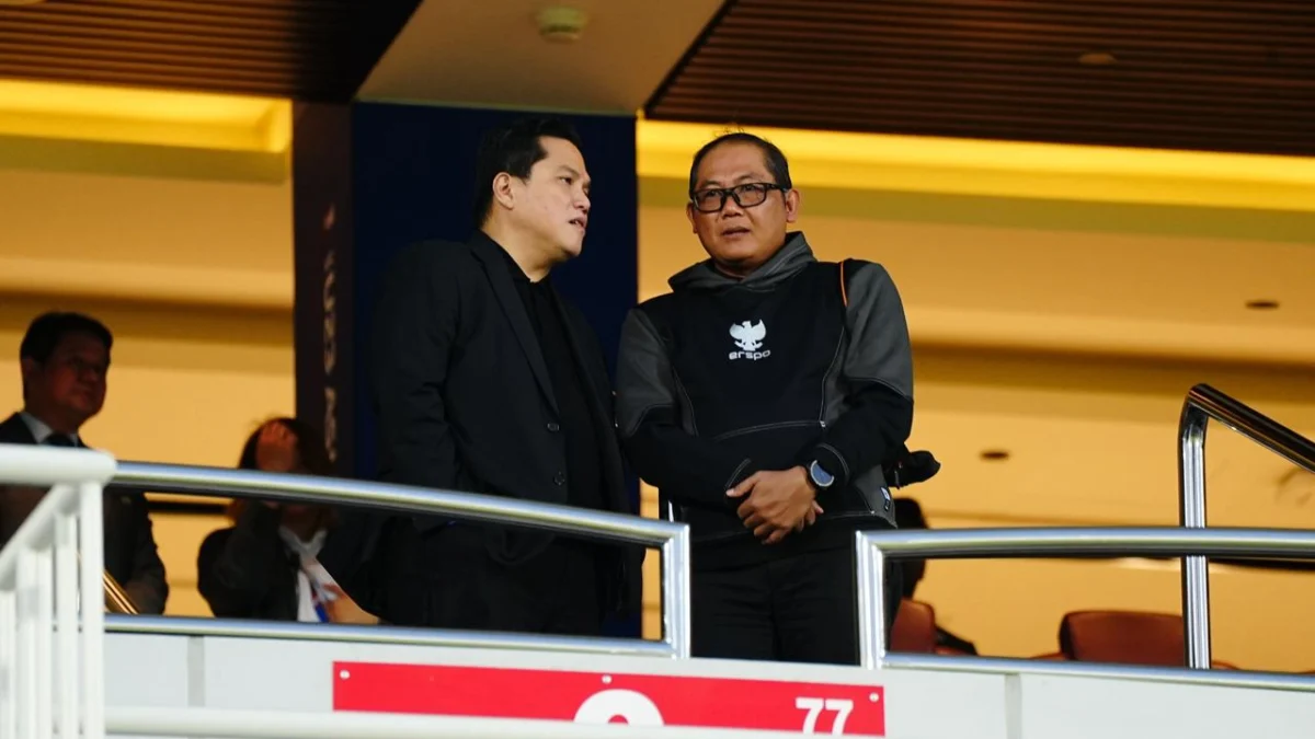 Erick Thohir Saat Menyaksikan pertandingan Indonesia vs Yordania (PSSI)