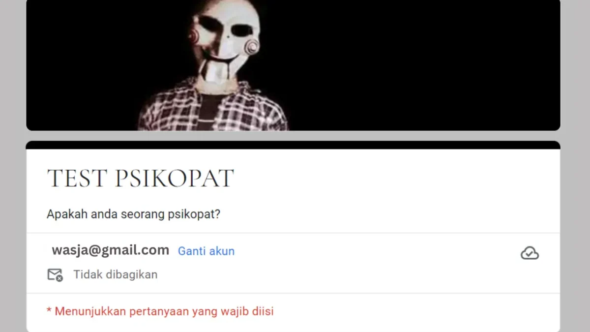 LINK Tes Psikopat Terbaru Format Google Form 2024, Uji Jangan-Jangan Kamu Seorang Psikopat!