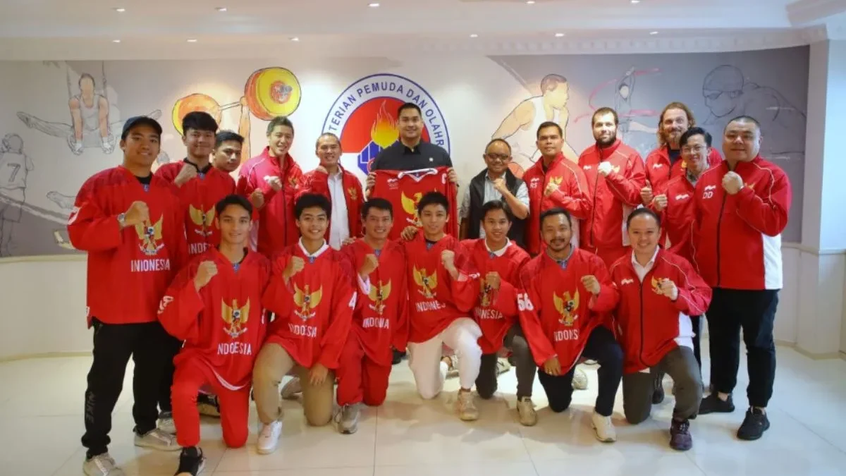 Potret Timnas Hoki es Indonesia saat berkunjung ke Kantor Kemenpora (ANTARA)