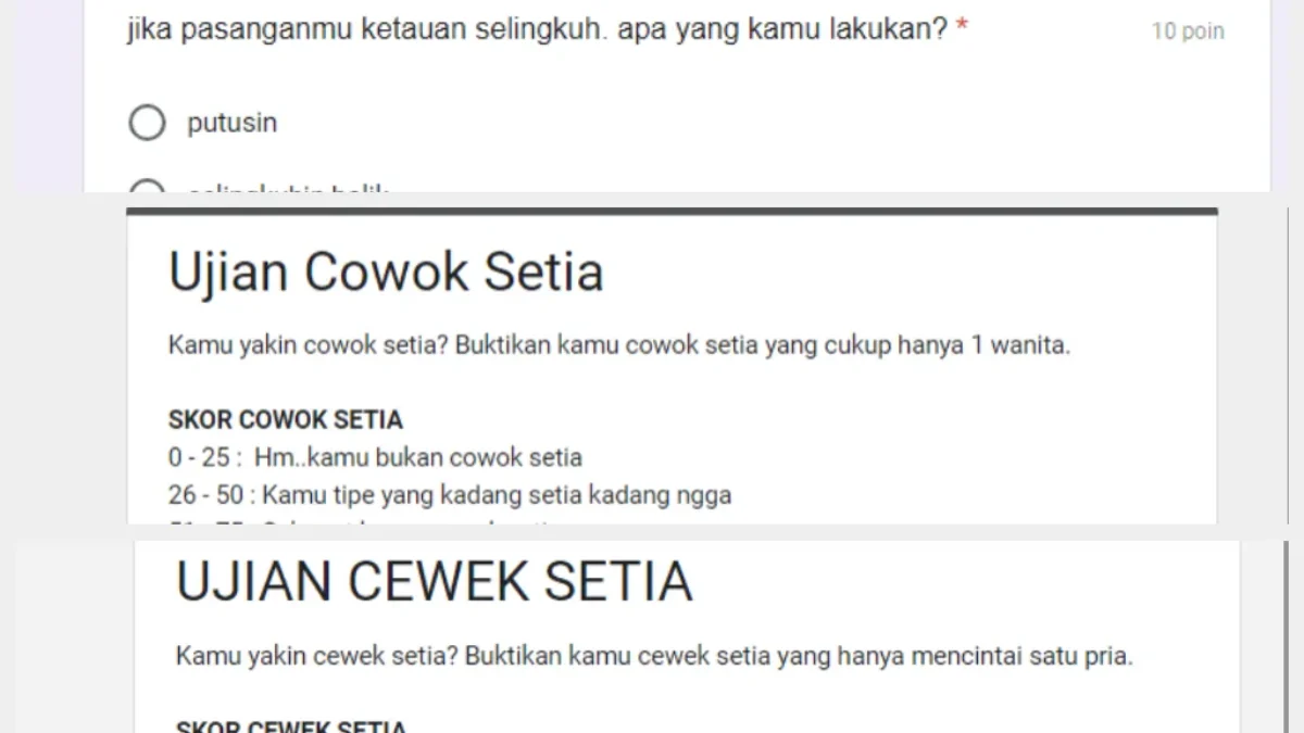 3 Link Ujian Kesetiaan via Google Form 2024/ Kolase Google Form