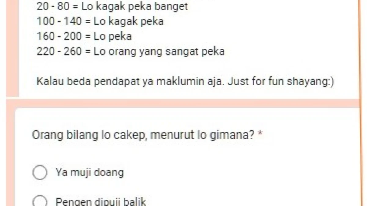 Link Ujian Kepekaan pakai Google Form yang banyak dicari orang.
