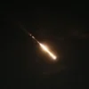 Foto yang diambil pada 14 April 2024 ini memperlihatkan ledakan di langit Yerusalem ketika sistem antirudal Israel, Iron Dome, mencegat peluru-peluru kendali dan 'drone' dari Iran. (ANTARA)