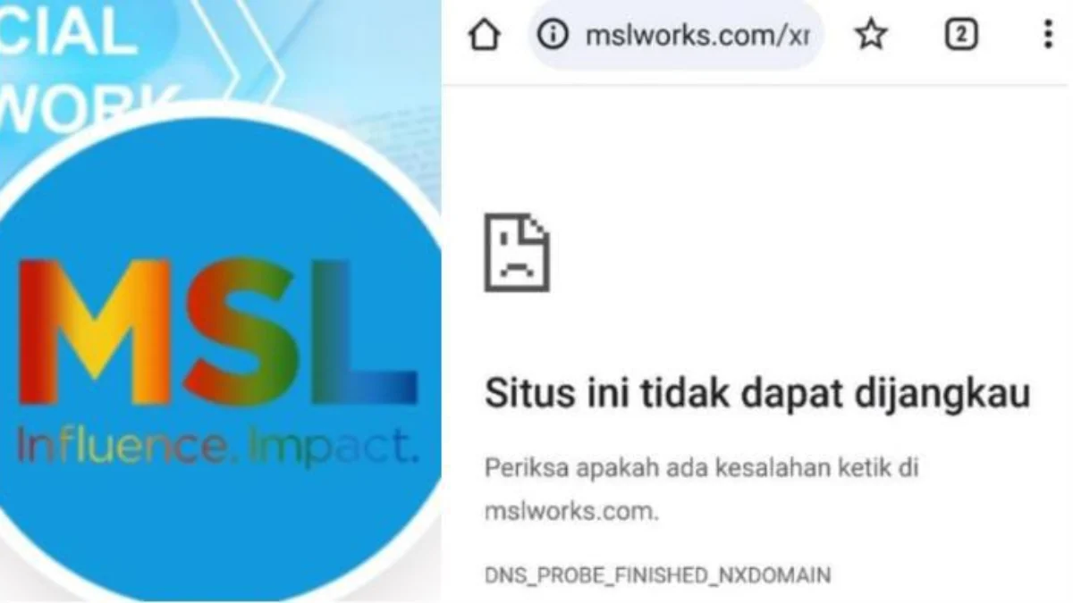 Website MSL yang sudah tidak bisa lagi diakses.