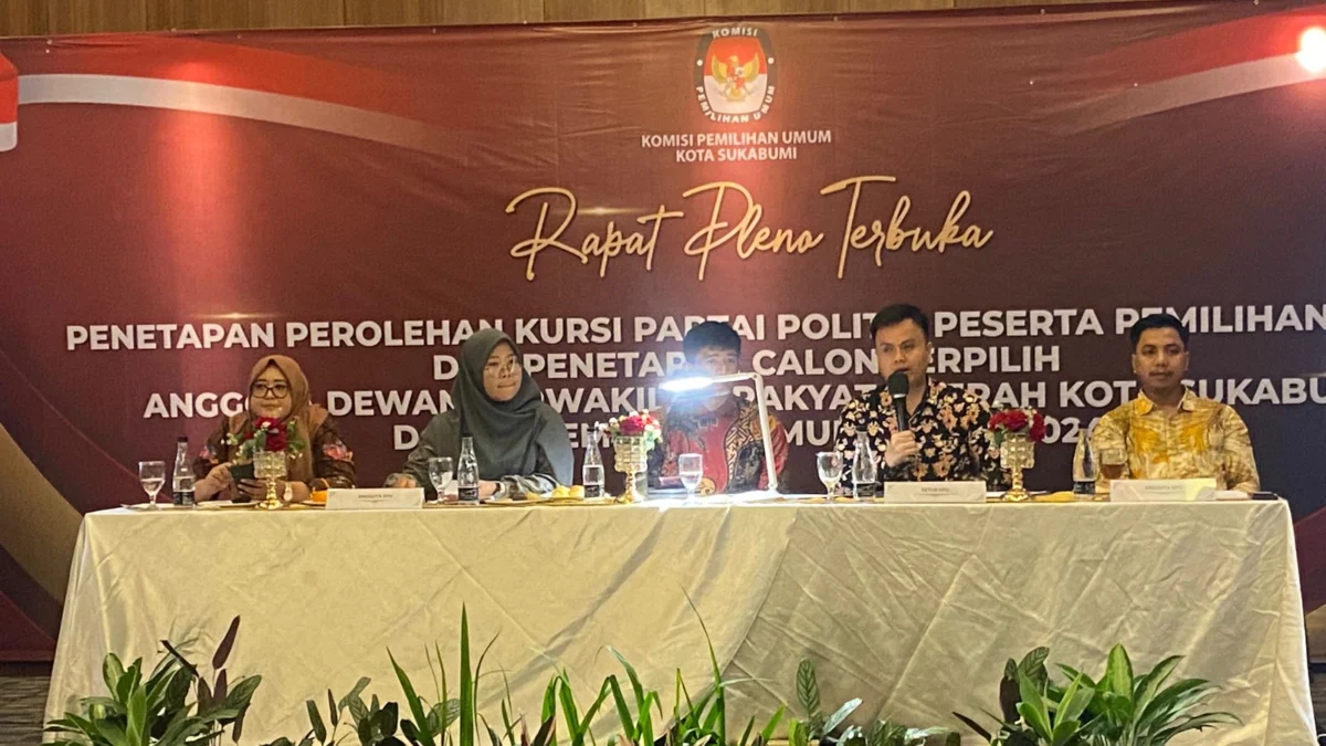 KPU Kota Sukabumi Tetapkan 35 Caleg Terpilih, PKS Paling Banyak Rapat Pleno penetapan 35 Calon Legislatif terpilih periode 2024-2029 yang digelar KPU Kota Sukabumi. Riki Achmad/Jabar Eksres.