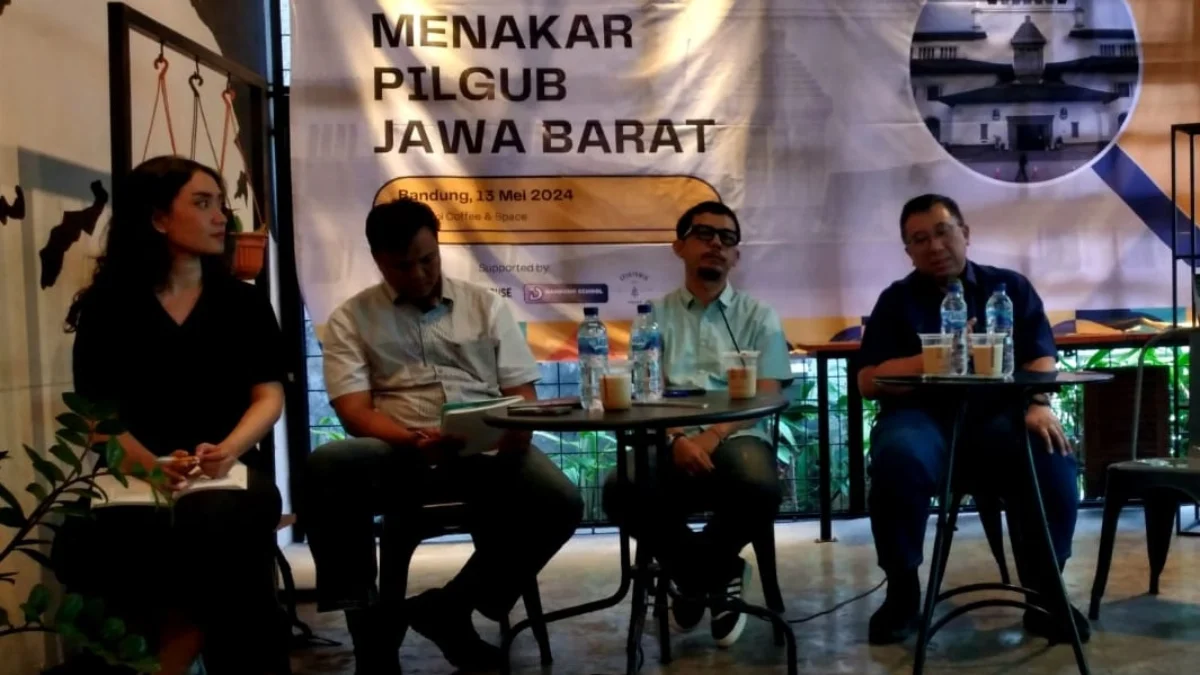 Diskusi menakar Pilgub Jabar yang digelar Indonesian Politics Research & Consulting (IPRC) di Kota Bandung, Senin 13 Mei 2024.