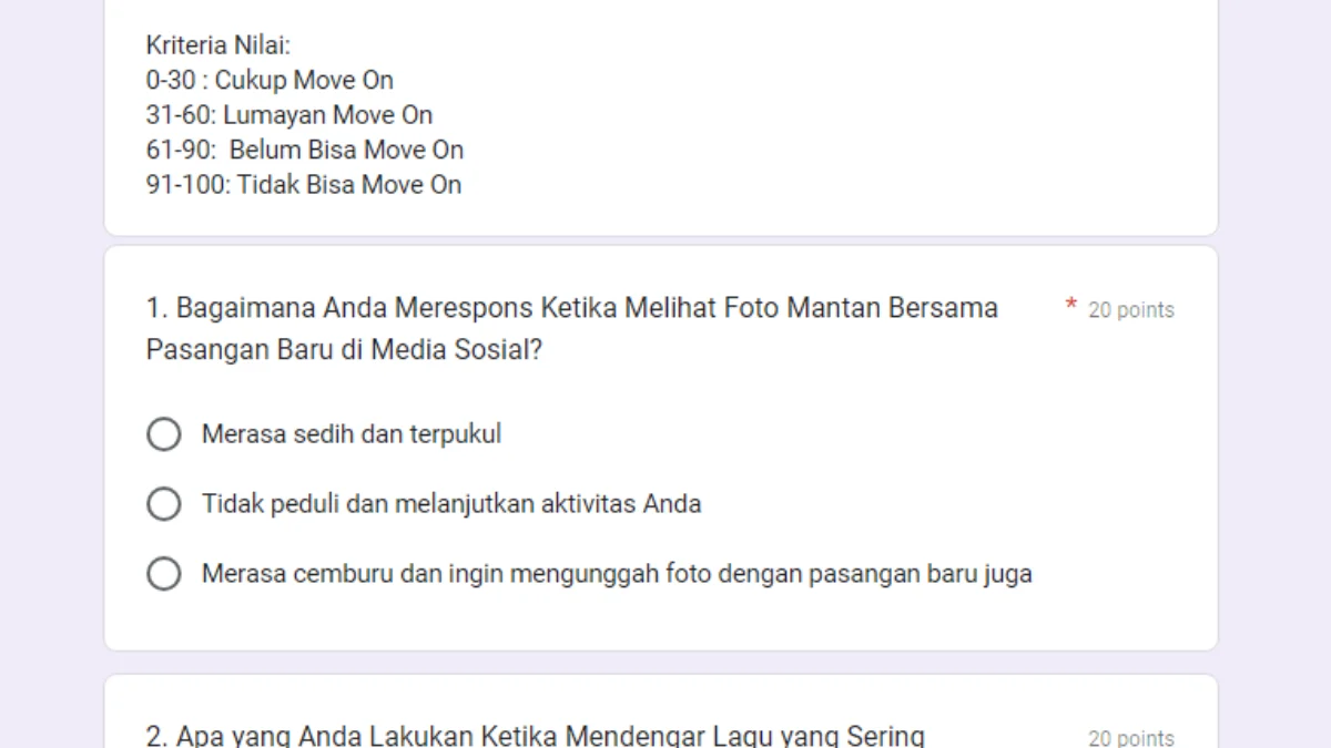 Link Ujian Gamon Google Form DISINI Gratis Tes Seberapa Seberapa Bucin Kamu