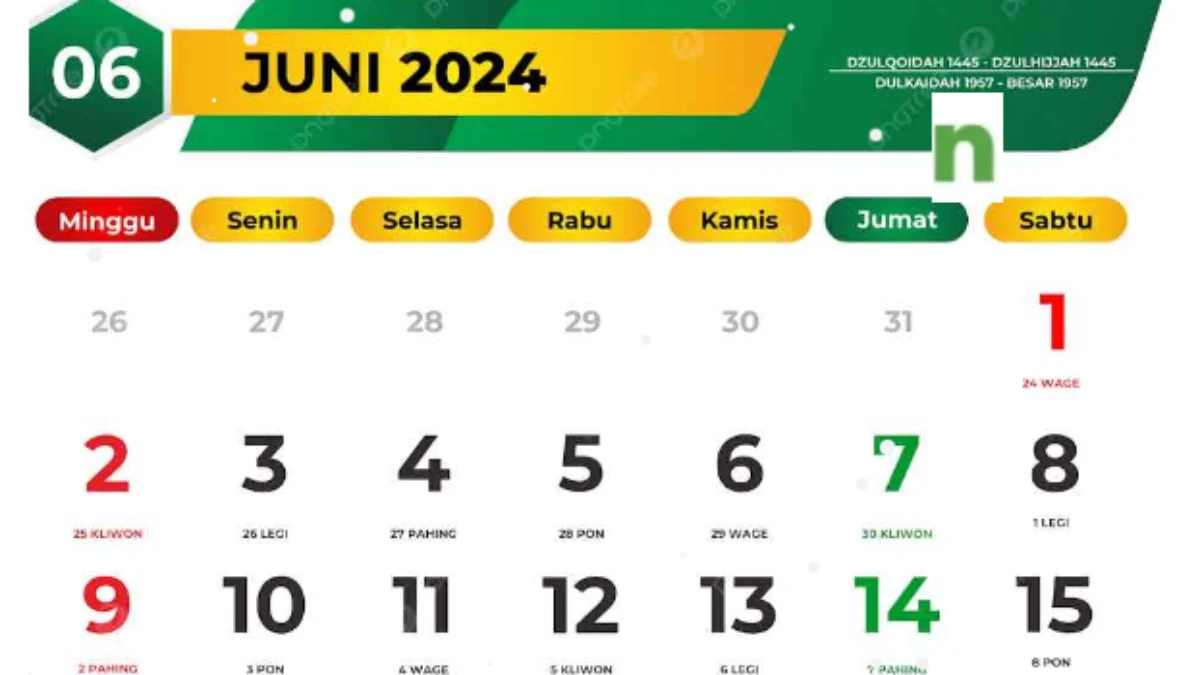 Catat Ya! Jadwal Tanggal Merah dan Libur Bersama Bulan Juni 2024