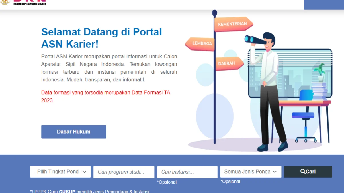 Tangkap Layar Laman SSCASN untuk Cek Gambaran Formasi CPNS 2024/ SSCASN