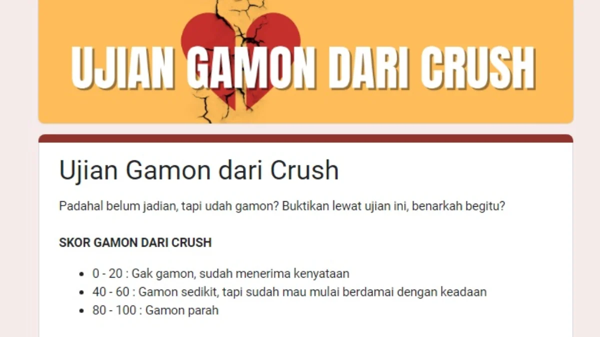 Link Ujian Gamon dari Crush 2024 Terbaru/ Tangkap Layar Google Form