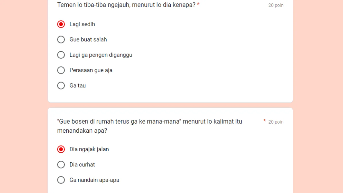 Link Ujian Kepekaan Google Form yang Tren di TikTok/ Tangkap Layar Google Form