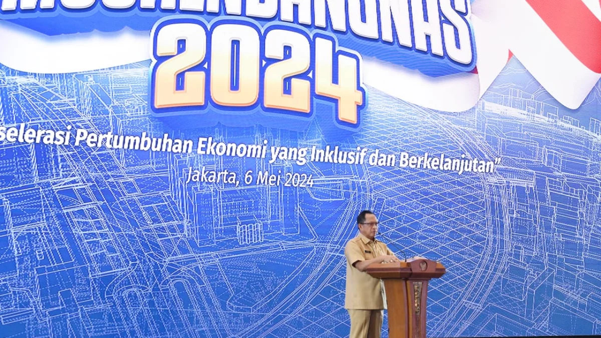 Penjabat Gubernur Jawa Barat Bey Machmudin menghadiri Musrenbangnas Tahun 2024 di Balai Sidang Convention Center, Jakarta, Senin (6/5/2024).(Foto: Yogi Prayoga/Biro Adpim Jabar)
